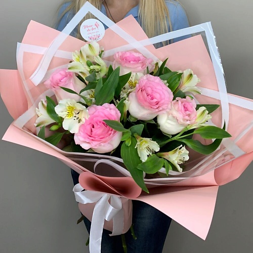 

FLEUR DE FEE ЦВЕТОЧНАЯ ФЕЯ Букет из розовых роз и альстромерий, Букет из розовых роз и альстромерий