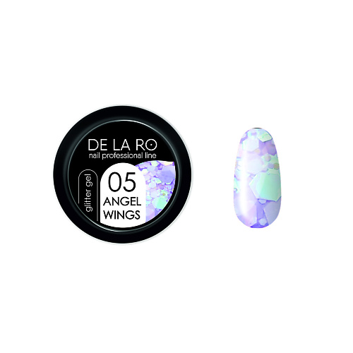 

DE LA RO Глиттер гель для ногтей Angel Wings, Глиттер гель для ногтей Angel Wings