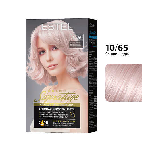 

ESTEL PROFESSIONAL Стойкая крем-гель краска для волос ESTEL COLOR Signature 10/65 Сияние сакуры 170, Стойкая крем-гель краска для волос ESTEL COLOR Signature 10/65 Сияние сакуры