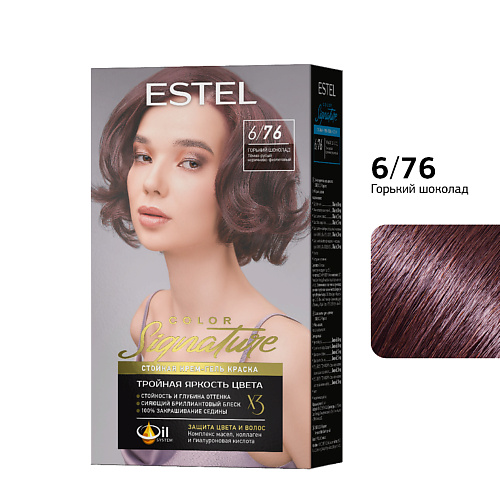 

ESTEL PROFESSIONAL Стойкая крем-гель краска для волос COLOR Signature 6/76 Горький шоколад 170, Стойкая крем-гель краска для волос COLOR Signature 6/76 Горький шоколад