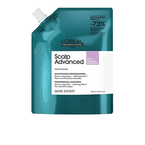 

L'OREAL PROFESSIONNEL Шампунь для чувствительной кожи головы Scalp Advanced Рефилл 500, Шампунь для чувствительной кожи головы Scalp Advanced Рефилл