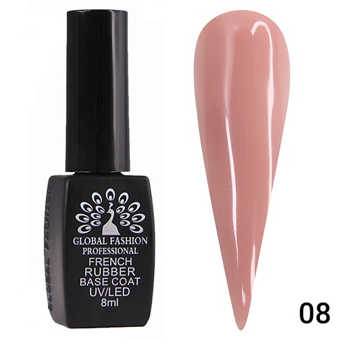 фото Global fashion каучуковая камуфлирующая френч база для гель-лака rubber french base coat