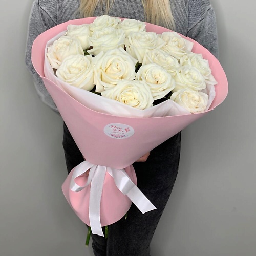 

FLEUR DE FEE ЦВЕТОЧНАЯ ФЕЯ Букет 15 белых роз Эквадор в розовом оформлении, Букет 15 белых роз Эквадор в розовом оформлении
