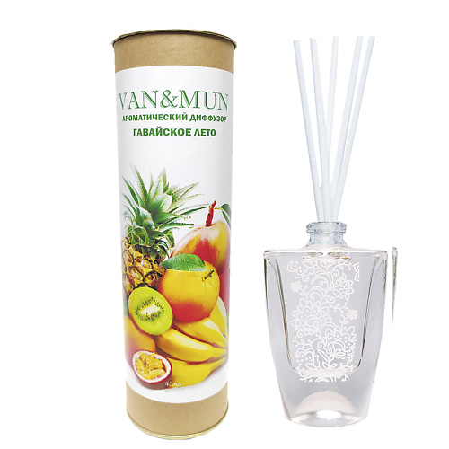 

VAN&MUN Ароматический диффузор Гавайское лето с палочками для дома и офиса 45, Ароматический диффузор Гавайское лето с палочками для дома и офиса