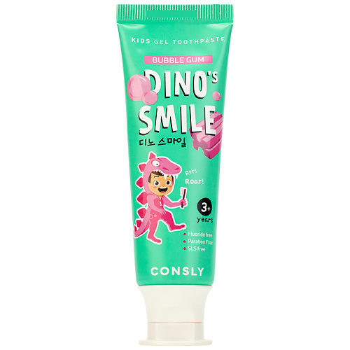 

CONSLY Зубная паста гелевая детская c ксилитом и вкусом жвачки Dinos Smile 60, Зубная паста гелевая детская c ксилитом и вкусом жвачки Dinos Smile