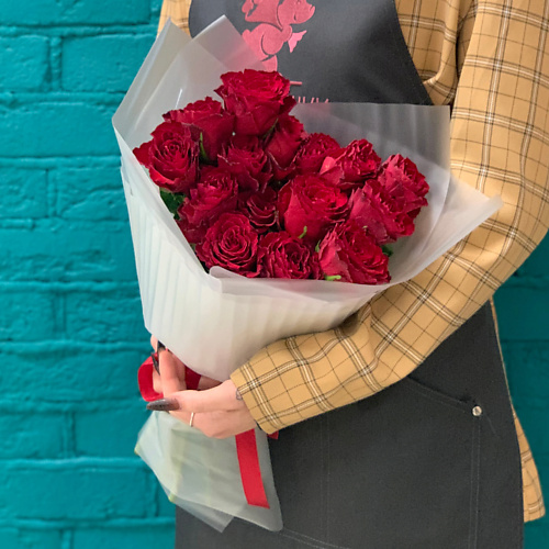 

ЦВЕТЫ МИШКИ Букет из 15 красных роз, Букет из 15 красных роз