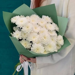 Букет из 5 белых хризантем