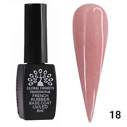 Каучуковая камуфлирующая френч база для гель-лака с шиммером Rubber French Base Coat