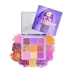 Палетка теней для век B.COLOUR 9 цветов: матовые, с блестками, нюд