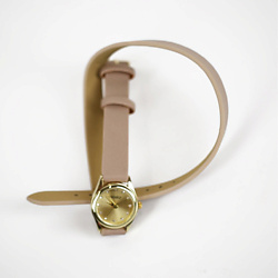 Наручные часы с японским механизмом beige+gold doublebelt