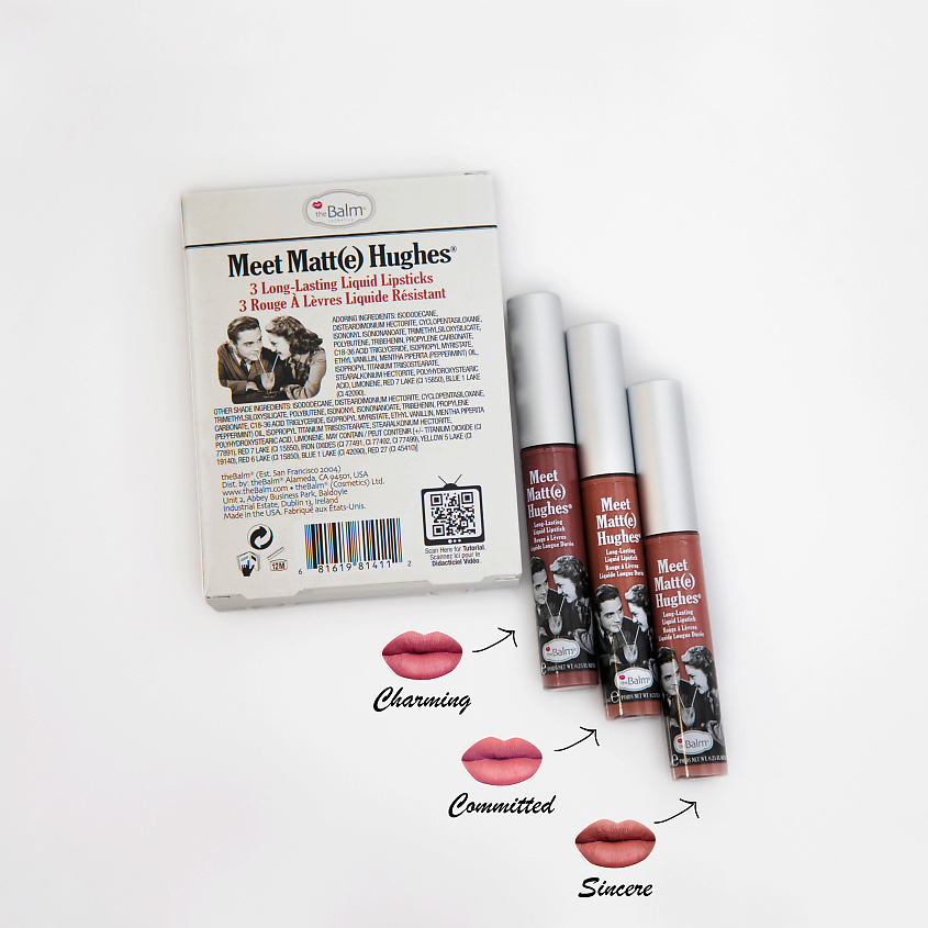 THEBALM Набор из 3 оттенков мини жидких матовых помад Meet Matt(e) Hughes – фото 3