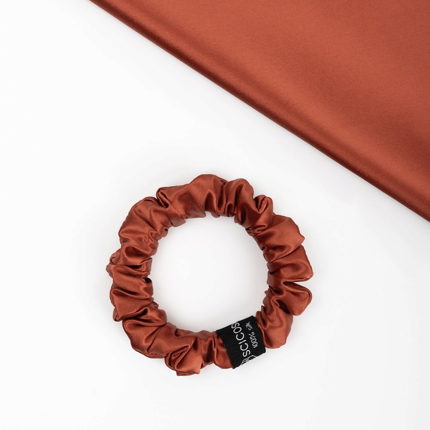 Изображение товара Шёлковая резинка для волос 22 момми 2 см терракотовая натуральный шелк