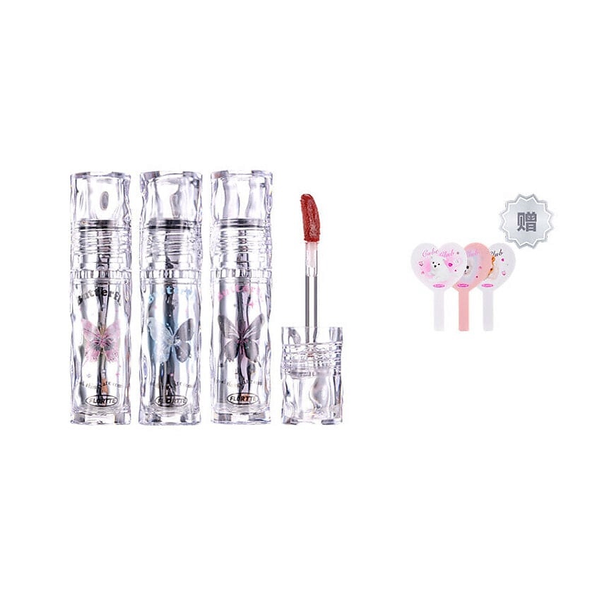 Изображение товара FLORTTE Набор блесков для губ Butterfly Hello Beauty Lip Lacquer, 02+03+06