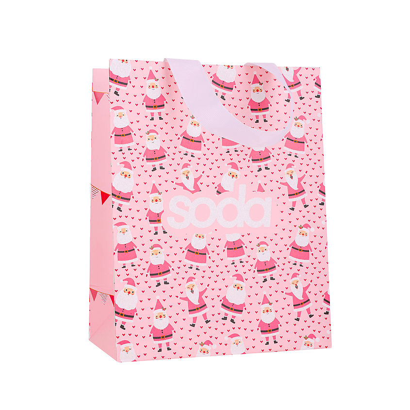 Изображение товара Подарочный пакет SODA Santa Tell Me 18x23x10 см праздничный новогодний дизайн