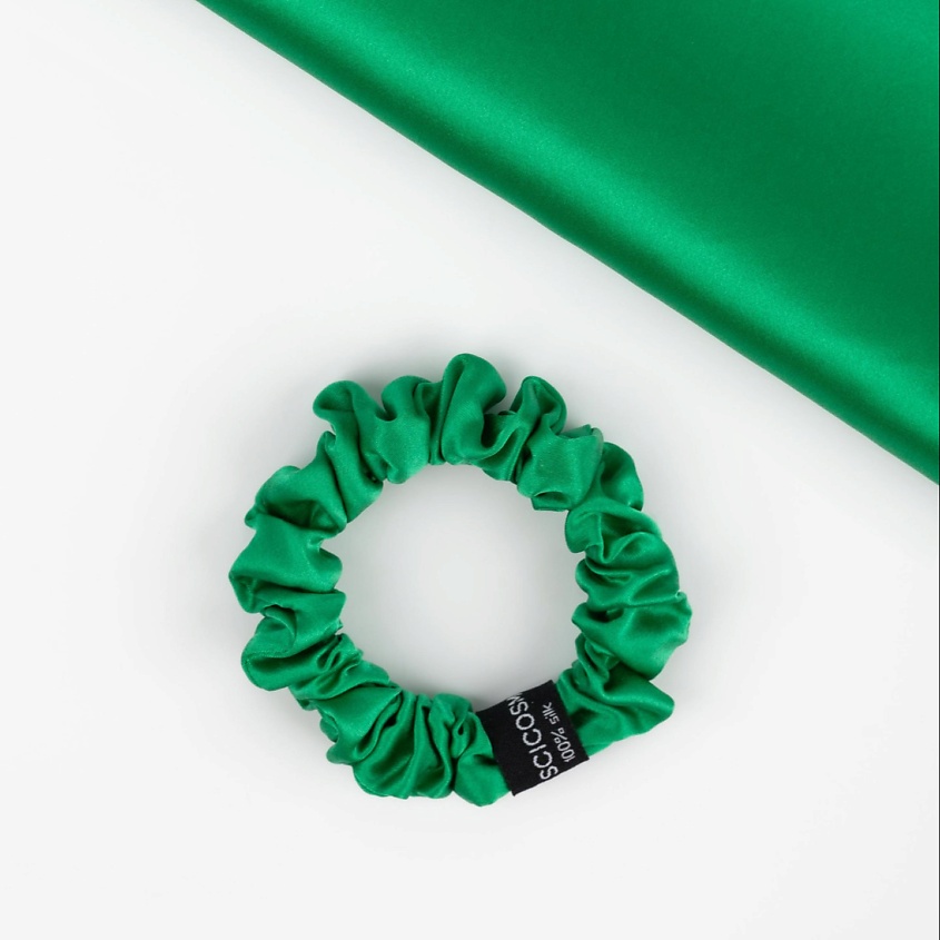 Изображение товара Шёлковая резинка для волос SCICOSMO 2 см натуральный шелк цвет светло-зеленый