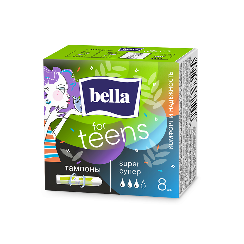 Изображение товара Тампоны женские гигиенические BELLA FOR TEENS super 8 шт. без аппликатора