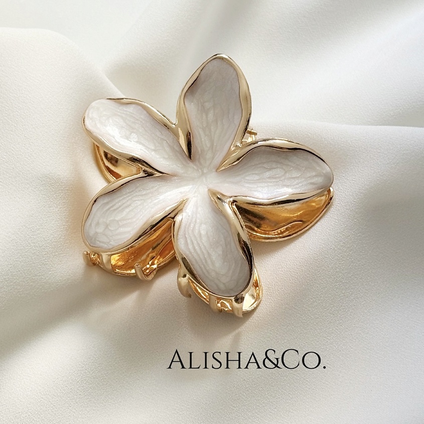 Изображение товара ALISHA&CO. Крабик для волос большой металлический Гавайский цветок, бежевый