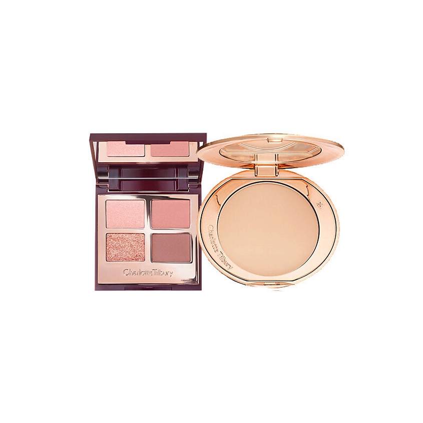 Изображение товара CHARLOTTE TILBURY Набор для макияжа CT Honey Pink Eyeshadow Palette Тени+пудра, Пудра Natural White 8гр +Тени Pillow Talk 5.2гр