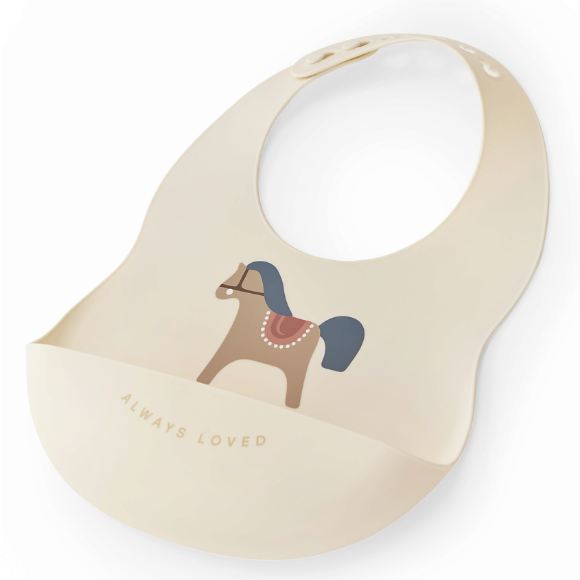 Изображение товара Силиконовый нагрудник для детей с кармашком HAPPY BABY horse