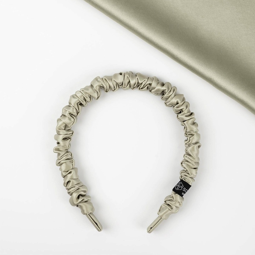 Изображение товара SCICOSMO Шелковый ободок для волос, цвет: шампань, размер 1,5 см, плотность 22 момми.