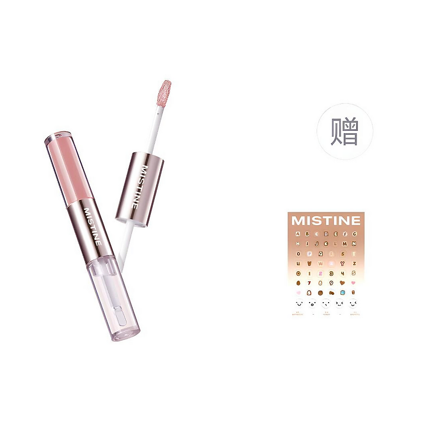 Изображение товара MISTINE Tipsy-Lock Lip Duo Gloss Двустороннее средство для губ и щёк, D01 Cherry Blossom Gold Fiss