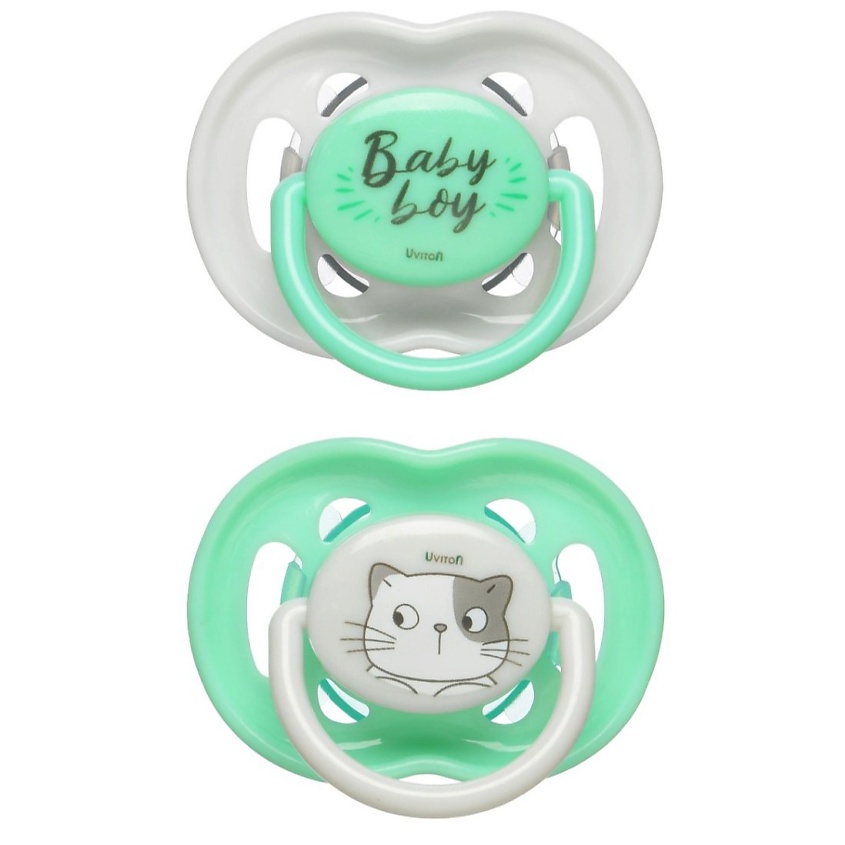 Изображение товара UVITON Пустышка 0-6 мес для новорожденных с колпачком 2 шт Мятная