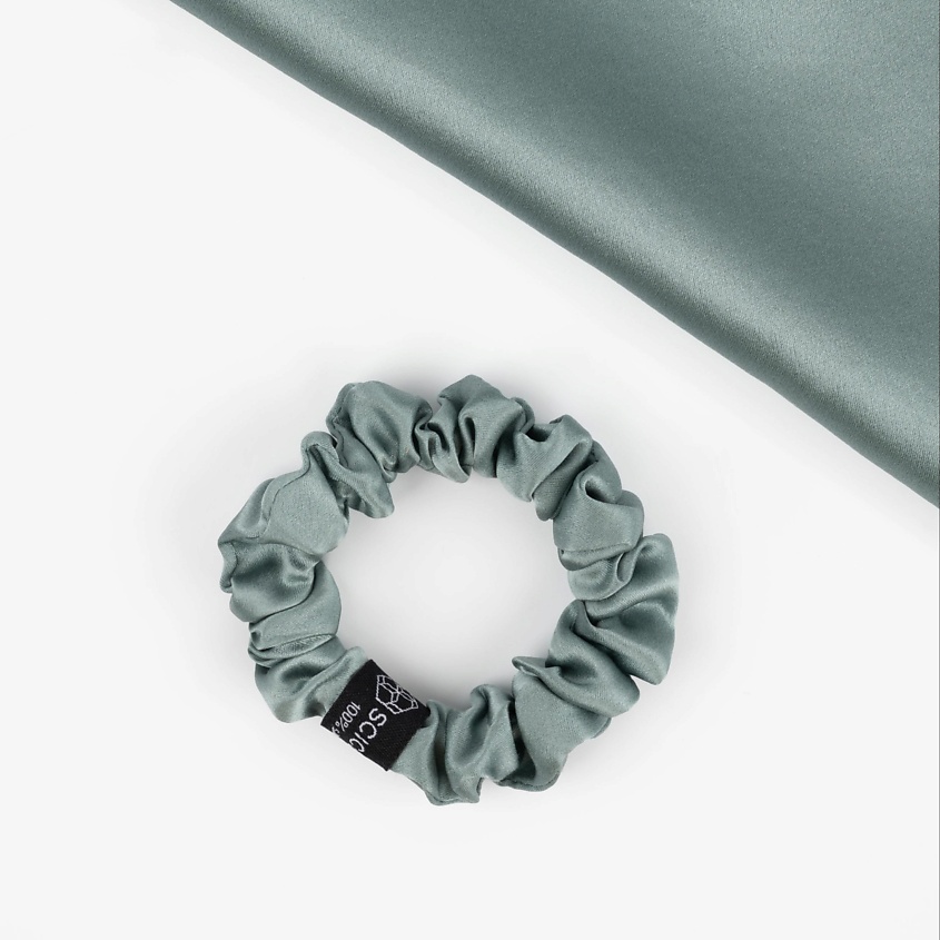 Изображение товара Шёлковая резинка для волос 100% натуральный шелк 19 момми 2 см пастельно-бирюзовая