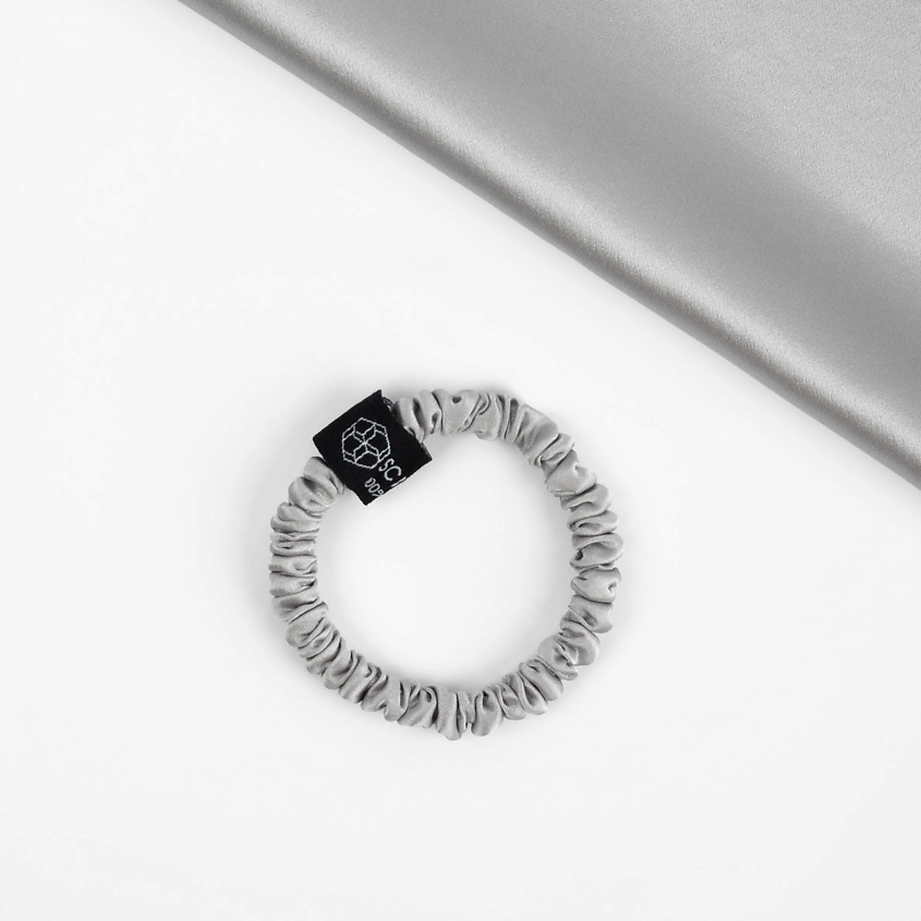 Изображение товара Шёлковая резинка для волос SCICOSMO 1 см светло-серая натуральный шелк