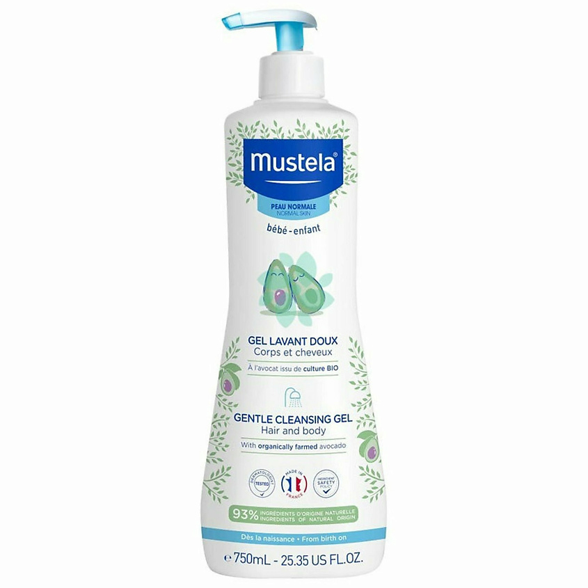 Изображение товара MUSTELA Детский шампунь и гель для купания Bebe Gentle Cleansing Gel, 750 мл