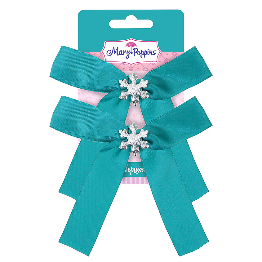 Изображение товара Набор резинок для волос Снежинка 2 шт, украшены бантиками и снежинками