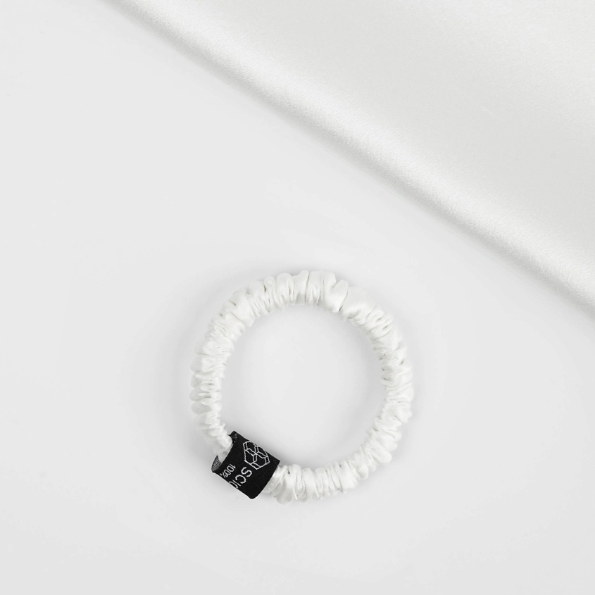 Изображение товара Шёлковая резинка для волос SCICOSMO 0,5 см натуральный шелк белый деликатный уход