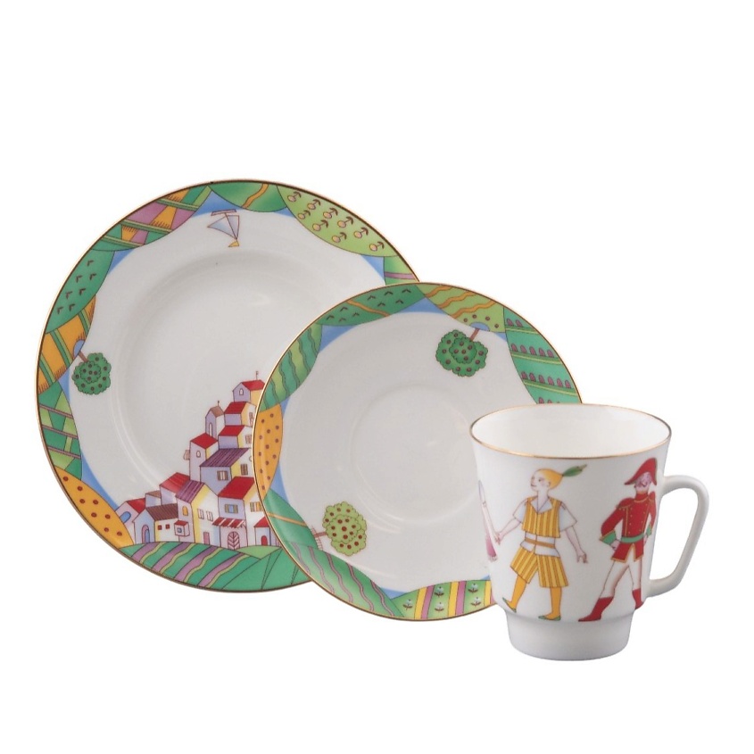 Изображение товара Кофейный комплект рис. Балет Чиполлино из костяного фарфора