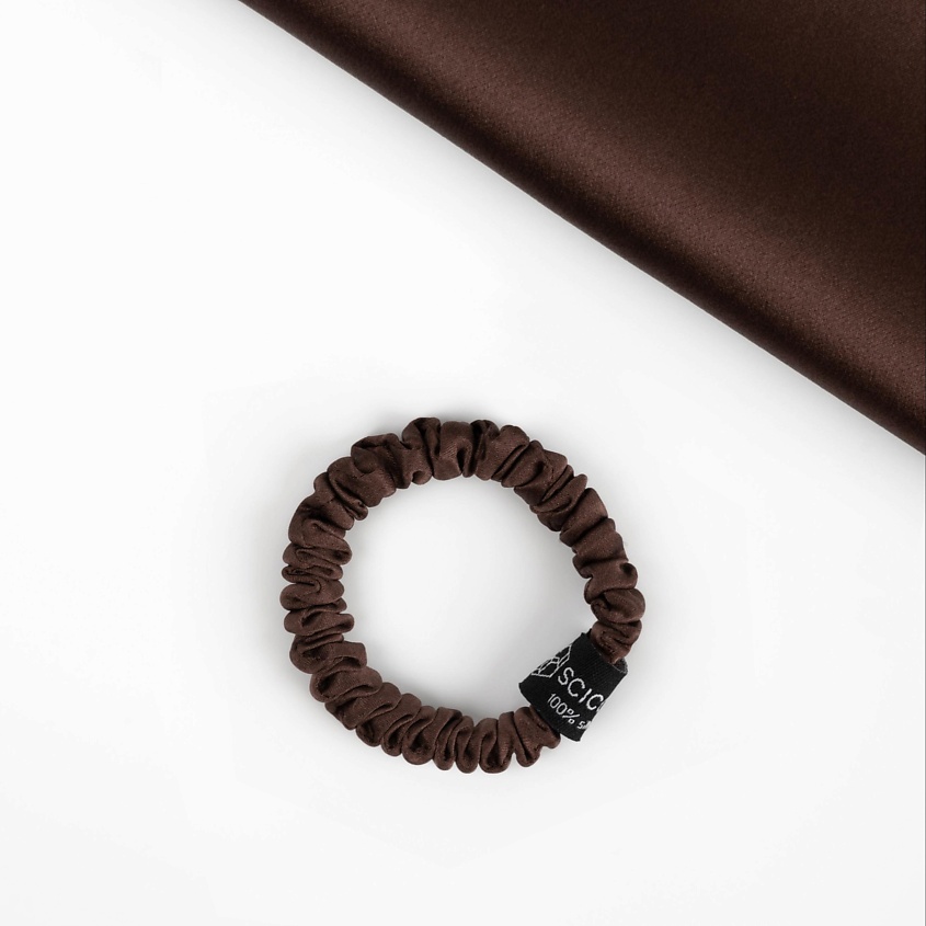 Изображение товара Шелковая резинка для волос SCICOSMO 100% шелк, темно-коричневая