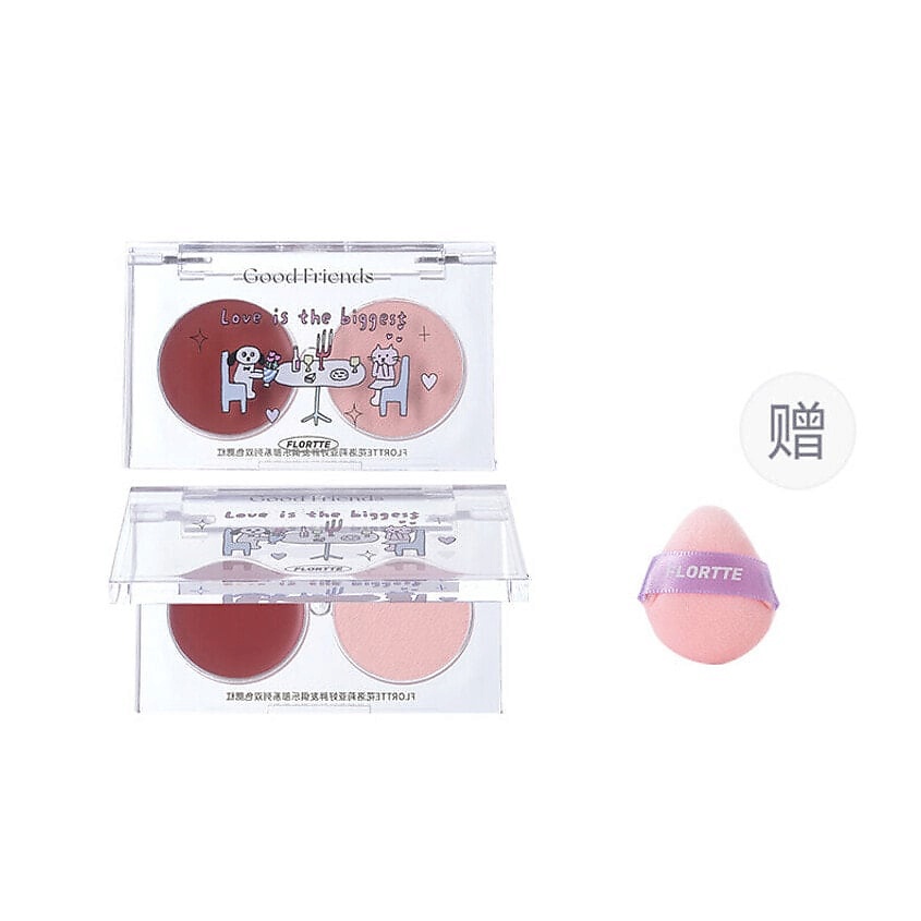 Изображение товара FLORTTE Двухцветные румяна Good Friends Club Dual-Color Blush + Спонж, № 02