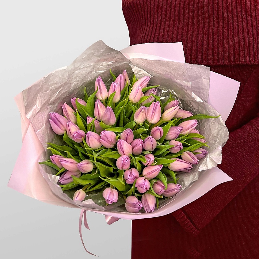 Изображение товара STUDIO FLORISTIC Букет из Тюльпанов «Сиреневая акварель», Розовый