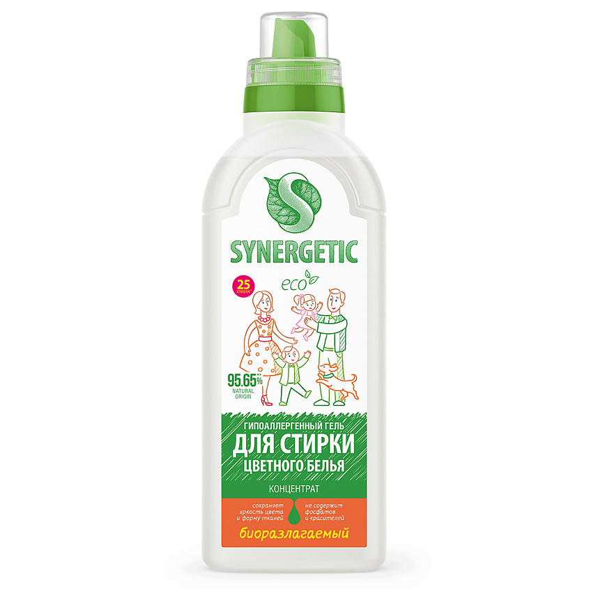 Изображение товара SYNERGETIC биоразлагаемый гель для стирки цветных тканей 750 мл