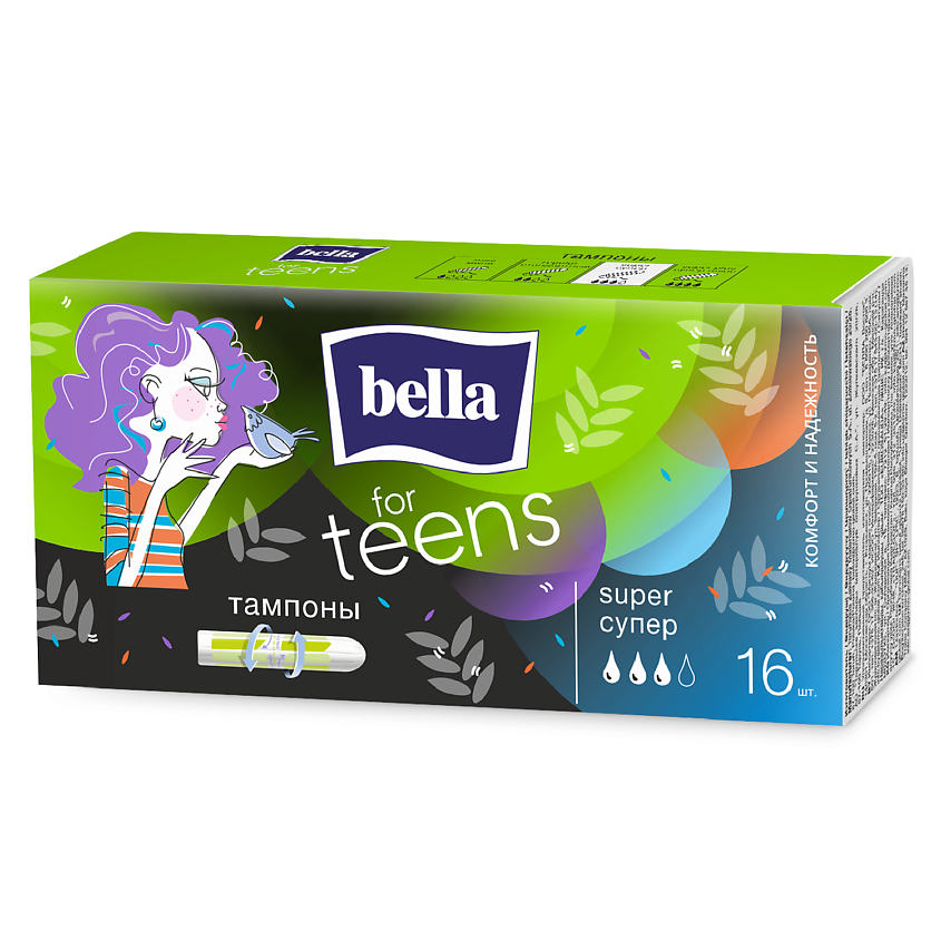 Изображение товара Гигиенические тампоны BELLA FOR TEENS super 8 или 16 штук для подростков