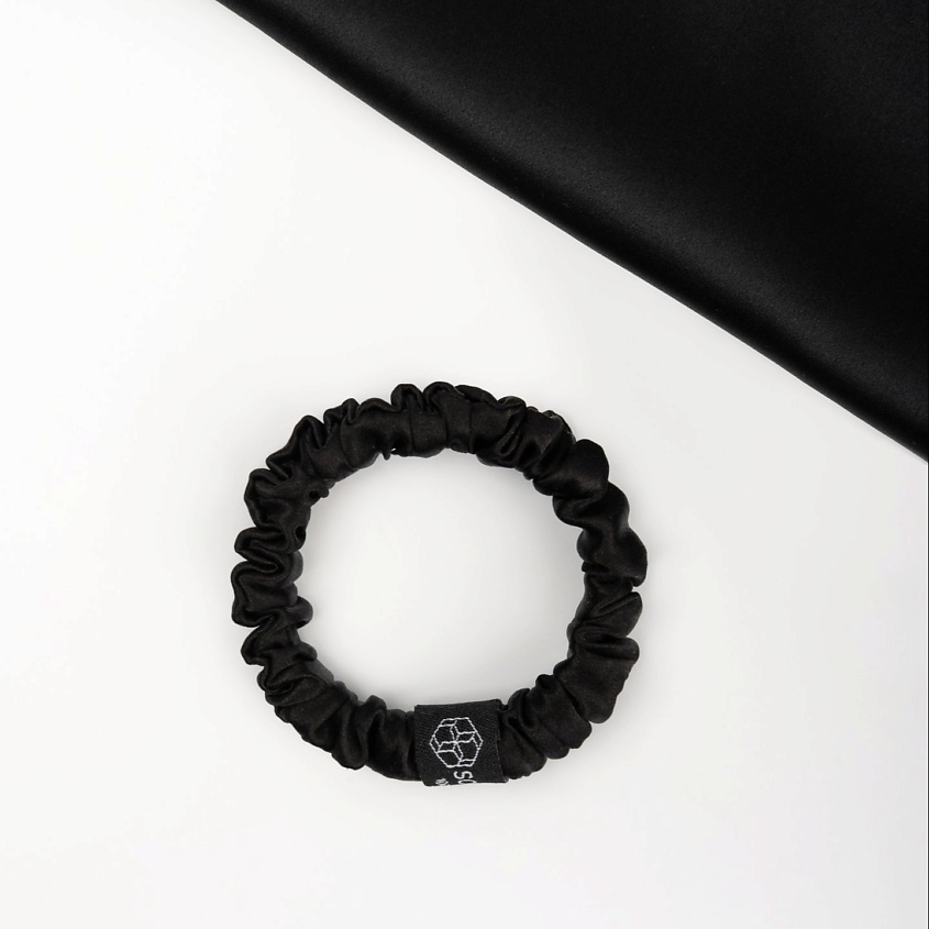 Изображение товара Шёлковая резинка для волос SCICOSMO черная натуральный шелк 1,5 см