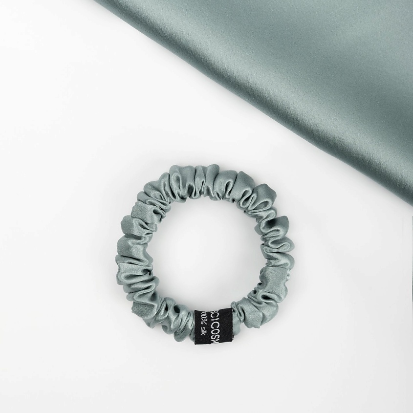 Изображение товара Шёлковая резинка для волос SCICOSMO бирюзовая 1,5 см натуральный шёлк