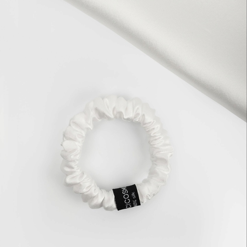 Изображение товара Шёлковая резинка для волос SCICOSMO 1,5 см белая натуральный шелк
