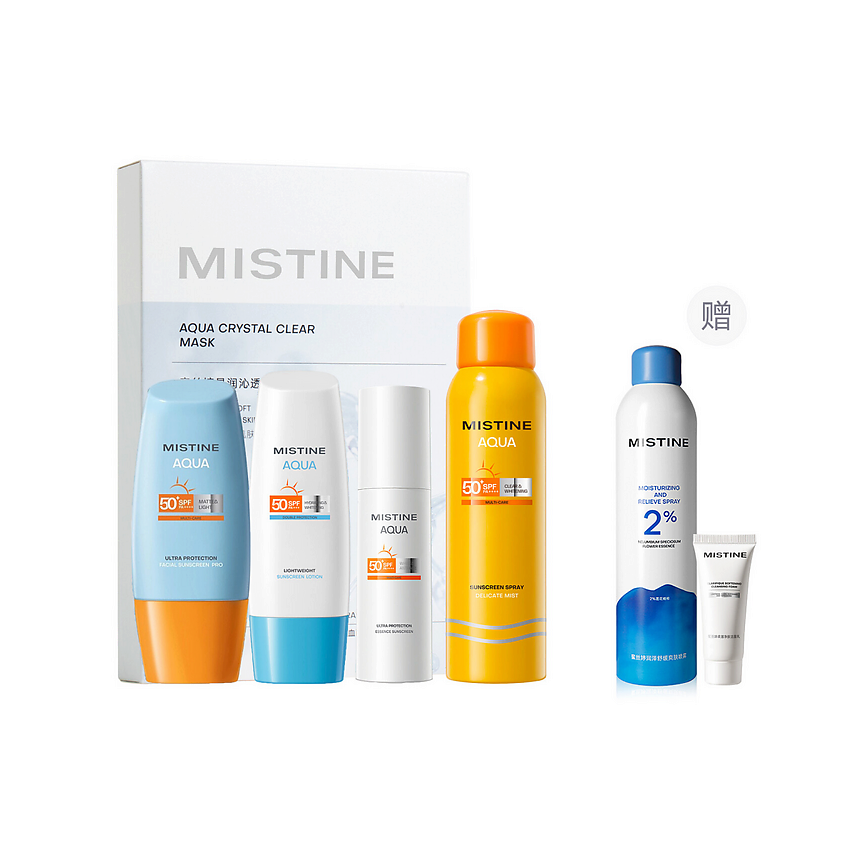 Изображение товара MISTINE Крем солнцезащитный универсальный sunscreencreams, 3x40 мл + 2x100 мл + 15 г + 1 шт.