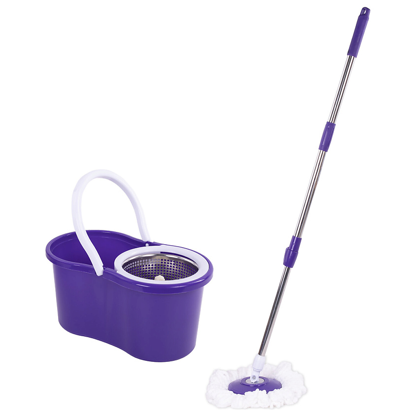 Изображение товара ЛАЙМА Швабра с отжимом и ведром 7л микрофибра телескопическая фиолетовая