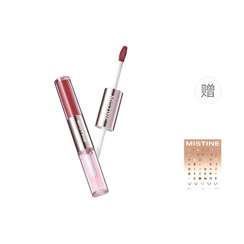 Изображение товара Мистин Tipsy-Lock Lip Duo Gloss двустороннее средство для губ и щёк D07 Rose Rum
