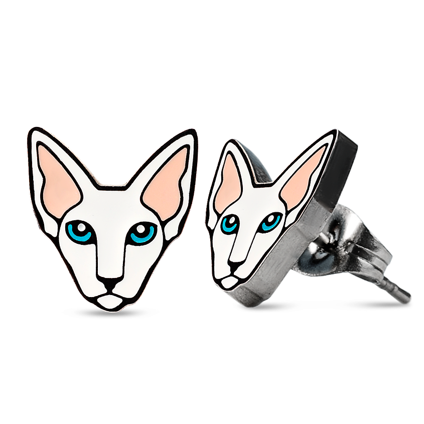 Изображение товара CAROMIC Сережки гвоздики кошка из нержавеющей стали для женщин подростков