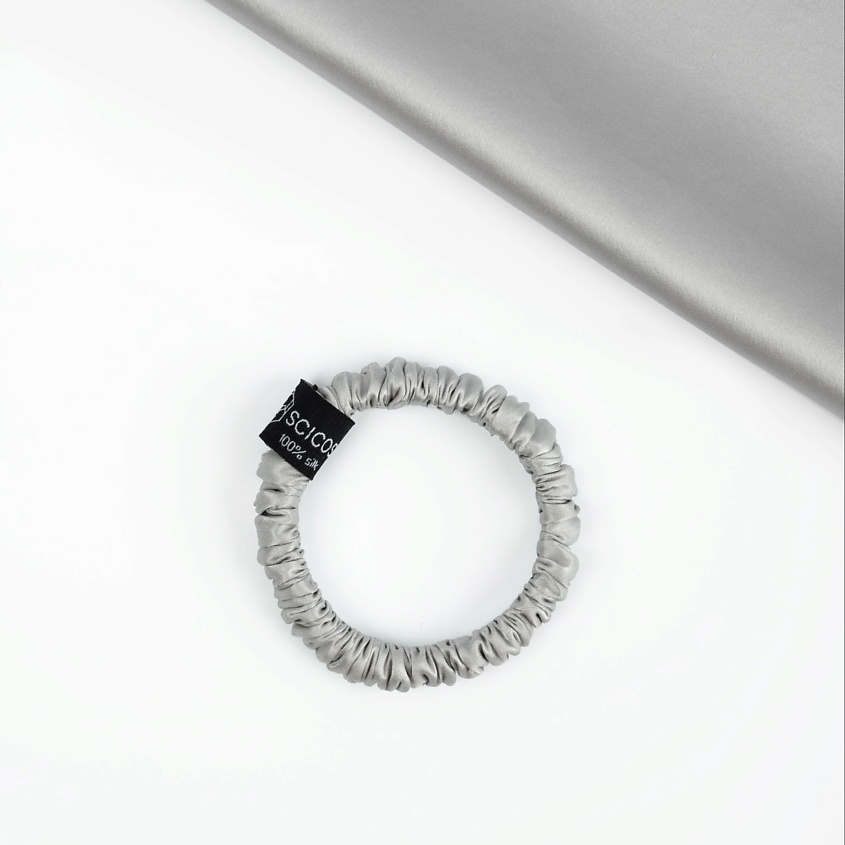 Изображение товара SCICOSMO Шелковая резинка для волос, цвет: серебристый, ширина 0,5 см, плотность шелковой ткани 19 момми