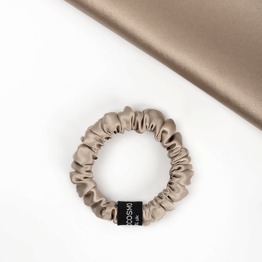 Изображение товара Шёлковая резинка для волос SCICOSMO 1,5 см светло-коричневого цвета натуральный шелк