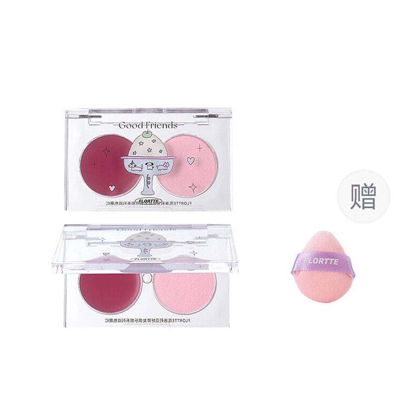 Изображение товара FLORTTE Двухцветные румяна Good Friends Club Dual-Color Blush + Спонж, № 03