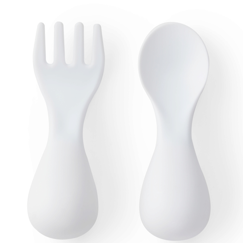 Изображение товара Набор для кормления HAPPY BABY ложка и вилка для детей бело-бежевый