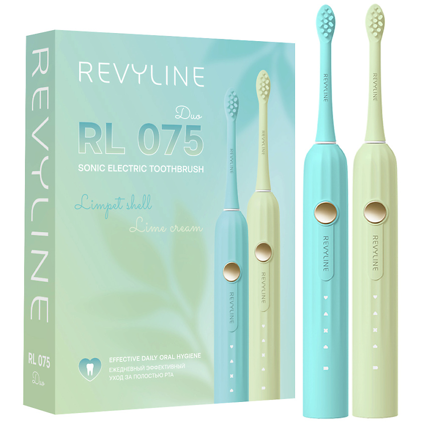 Изображение товара Электрические зубные щетки REVYLINE RL 075 DUO Limpet shell Lime cream