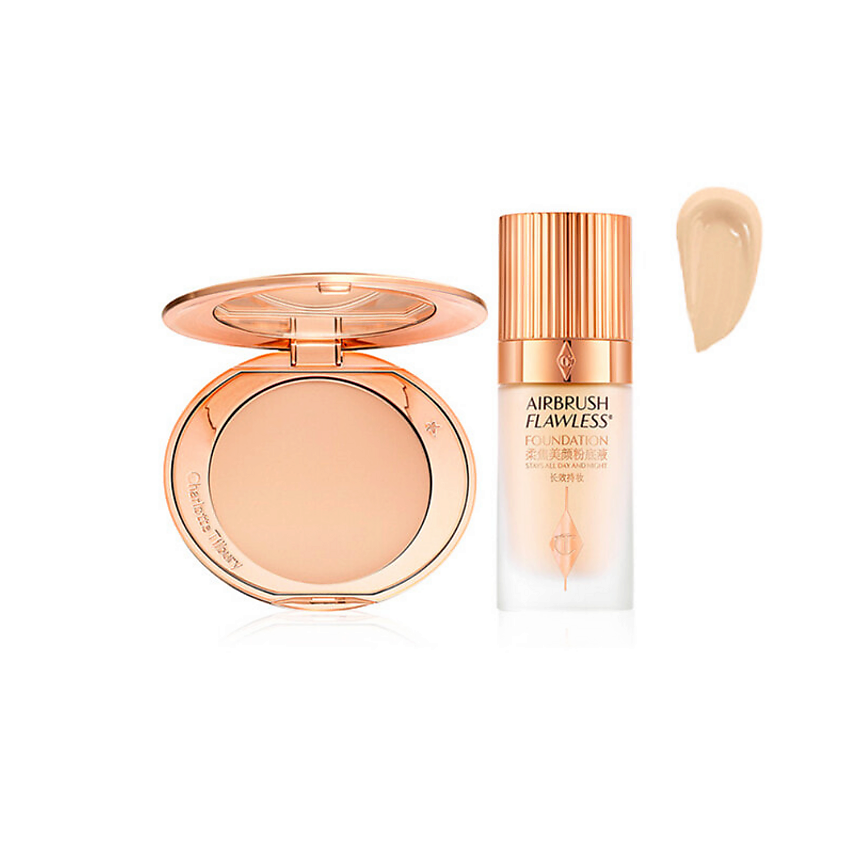 Изображение товара CHARLOTTE TILBURY Набор для макияжа soft focus long lasting Пудра+Тональный крем, Пудра Natural White + Тональный крем 1N